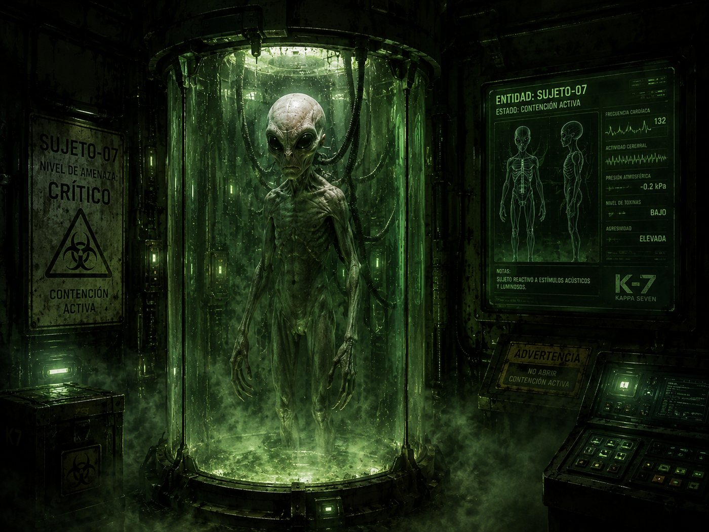 Alienígena en cápsula de contención